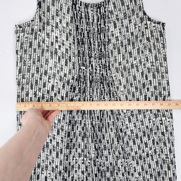 J Jill Dress Women Small Black White Pleated Sleeveless Knee Length Shift Casual - Picture 6 of 13